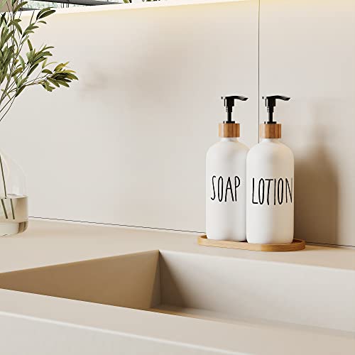 Glass Lotion Dispenser,Refillable Matte White Hand Lotion Dispenser Suitable For Bedroom,Body Or Hand Lotion Bottle Rustic Bedroom Decor(White-Lotion) #TOP2
