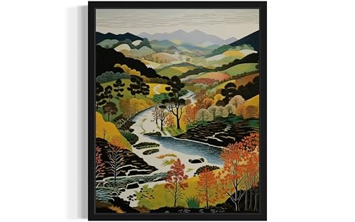 Great Smoky Mountain Unframed Wall Art Poster Print, Scenery Landscape American Folk Art, Naive Painting Decor Gallery 31 (Great Smoky Mountain, 36" L x 24" W, Unframed)