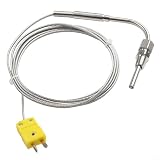 Glomc Thermoelement-Sonde, 2 m, K-Typ, 1/8 NPT-Gewinde, Hochtemperatursensor für Abgasprüfung, 0–1250 C Bereich, flexibler Edelstahl