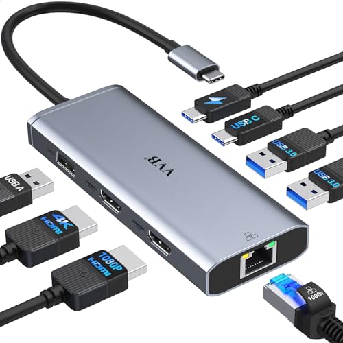 Docking Station for MacBook Pro Air,USB C Docking Station Dual HDMI Monitor Adapter USB C Port Hub with 2 HDMI Port,4 USB Port,Ethernet,PD for Mac MacBook Pro Air M1 M2 M3 (Requires to Install Driver)