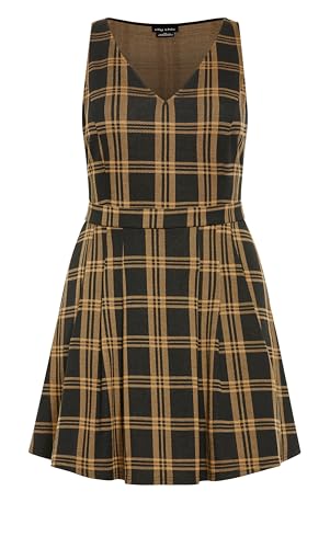 City Chic Women's Plus Size Dress Miss Molly, Caramel Check