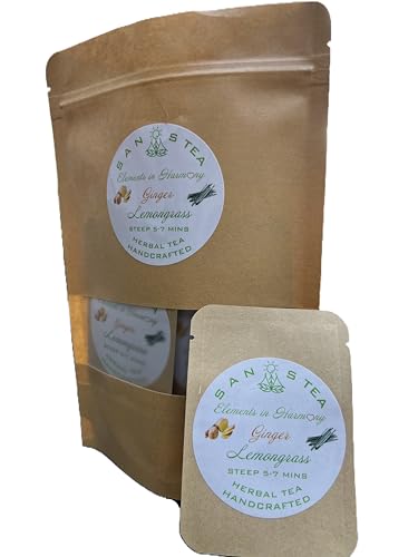 SanosTea Lemongrass Ginger Tea with Rose Hips, Cardamom, Cinnamon and