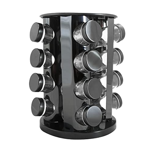 Porta Tempero Condimento Redondo Inox 16 Potes Giratório (Preto)