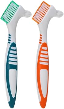 Denture Toothbrush, Orthodontic Toothbrush, Dental Care Supplies, Dental Brush, Denture Cleaning, Household Effective, Portable Denture Cleaning Brush, Set of 2