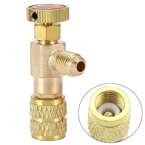 Klimaanlage Sicherheitsventil, Messing Durchflussregelventil für Klimaanlage 1/ 4 “- 5/ 16“(R22- R410) Füllung Kühlmittel Sicherheitsventil Klimaanlage Sicherheitsventil Verdickter (R22- R410)
