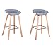 BenyLed Zestaw 2 stołków barowych z siedziskiem PP i nogami z litego drewna bukowego, domowe stołki barowe z podnóżkiem (szary)