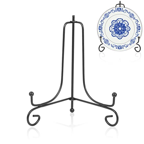 HERCHR Soporte de Fotos de Negro, 6 Pulgadas Soportes de Plato para Exhibición, Caballete Organizador Platos Hierro, Negro Hierro Caballete para Libros de Cocina, Fotos, Platos Decorativos