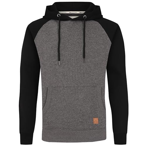 Blu Apparel Mens OH Overhead Pullover Fleece Hoodie OH Hoody Hooded Sweatshirt Grey Black (UK, Alpha, XXL, Regular, Regular, Baseball Black/Charcoal)