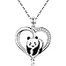 PRAYMOS 925 Sterling Silver Cute Animal Necklace Panda Necklace Heart Pendant Jewelry Birthday Gift Xmas Christmas Stocking Stuffers(1-Panda)