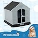 GOPLUS Hundehütte aus Kunststoff, Zwinger für Drinnen und Draußen, Hunde-Haus mit Belüftungsystem und Befestigungsvorrichtung, Stabil und Kratzfest, mit Erhöhtem Boden (S)