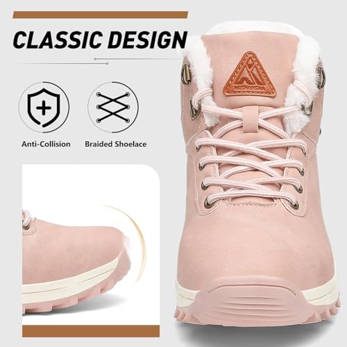 Image of Mishansha Snow Boots for Women - Waterproof Winter Hiking Boots with Warm Fur Lining, Anti-Slip Sole, Insulated Outdoor Cold Weather Booties