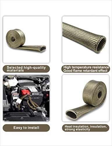 Wire Heat Shield Automotive Heat Shield Sleeve Fuel Line Heat Shield Titanium Auto Hose Spark Plug Wire Cover Protectors Boots Roll 2500 Degree for Car&Auto Wire Loom Brake Cable(3/4" I.D.X10FT) - Thumbnail 5