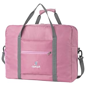 Travel Tote Bag Foldable Travel Duffel Bag For Spirit Airlines Personal Item Bag, Weekender Bags for Men Women with Shoe Compartment, Carry on Overnight Bag (Pink, 20L)