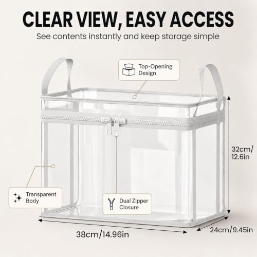 Large Heavy-Duty Thick Plastic Clear Storage Bag for Clothes, Plastic Storage Box with Hinged Lid, Heavy-Duty Durable High Capacity Organizer, Perfect for Home, Travel, Attic and Moving - Image 2