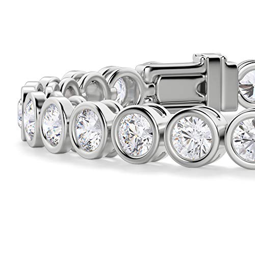 Bhumi Gems 6.50 Carat Round Colorless Diamond Moissanite Bracelet Women, Wedding Tennis Eternity, Adjustable, Silver, Gold, Bridal, Anniversary, Engagement, Gift Her, Silhouette Bracelet (8.5) #TOP1