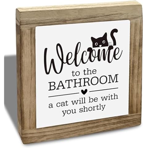 HrdFioFo Wooden Cat Bathroom Sign Cover