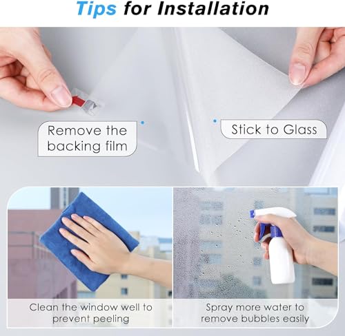 Image of HOME13 Frosted Glass Window Film Decorative Static Cling Window Film Window Clings Privacy Non-Adhesive Frosted Window Glass Film for Living Home, Office (12x72 Inch)