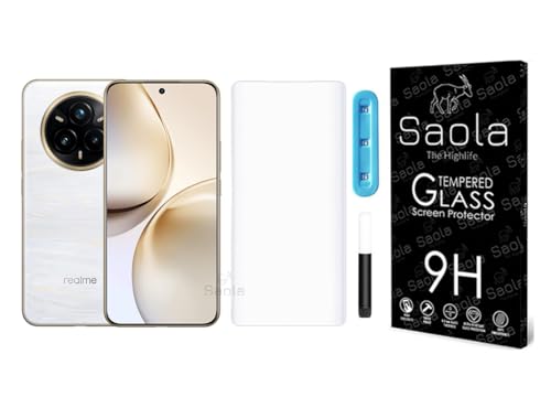 Image of Saola 1-Pack UV Curved Tempered Glass for Realme 14 Pro Plus | 9H Hardness | Edge-to-Edge Full Screen Coverage| UV Light Installation |Scratch Resistant | Case Friendly Screen Protector. (6.83 Inches)