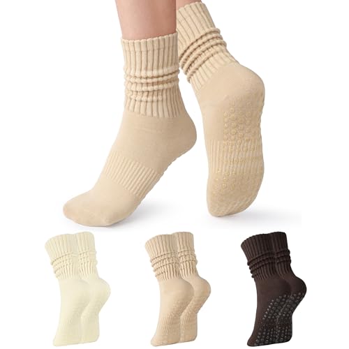Grip Pilates Socks for Women: Non Slip Scrunch Socks for Yoga Barre