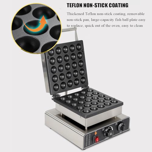 Mini machine à crêpes hollandaise 1750 W électrique antiadhésive, permet de faire 25 crêpes rondes, température réglable de 50 à 300 ℃, idéale pour les crêpes et muffins