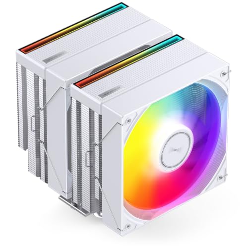 Jonsbo CB80 CPU-Kühler – weiß | Dual-Tower-Cooler mit 2X 120-mm-PWM-Lüftern, 6 Heatpipes und RGB-Beleuchtung