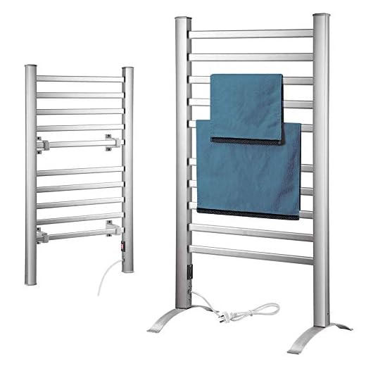 Bakaji 2832768 Radiador Toallero Eléctrico Bajo Consumo Aluminio, 10 elementos, 2en1 suelo o pared