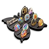CHURYUML Solid Wood Sobriety Coin Holder Display - AA Coin Holder Display Case Holds 20 AA Recovery Chip NA Medallions, Inspirational Sobriety Gifts for Women & Men for Celebrating Milestones (Black)