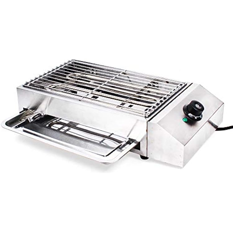 Barbecue Electric Grill, Indoor/Outdoor Smokeless Grill 1800W 110V Grill Commercial and Family Use Griddle Korean BBQ Grill, Stainless Steel 50-300C Temp.range