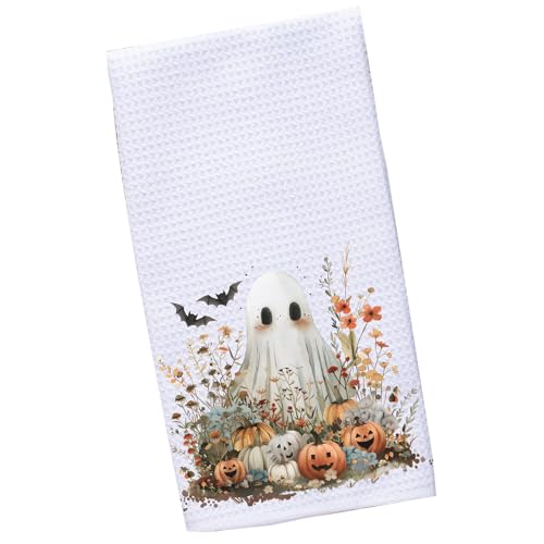 Haodream Paño de cocina de Halloween Time de algodón con acento de cocina de temporada, tela a cuadros, toalla de cocina de absorción rápida, toalla absorbente con motivo navideño - imagen 8
