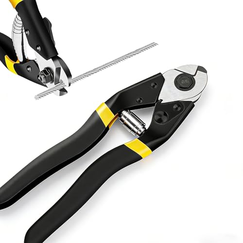 Cable Cutter 3/16 Wire Rope Cutter Heavy Duty for Cuttng Up to 3/16 Chrome Vanadium Steel Jaw for Hard Wire Ropes Steel Wires Aircraft Cables Railing Metal Fence Bike Bicycle Brake