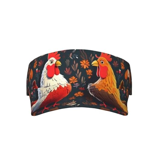 Baseball Cap Cute Rooster Chicken Print Umbrella Cap with Sweatband Adjustable Golf Tennis Cap for Travel, Hiking, Women, Climbing, 52-63 cm