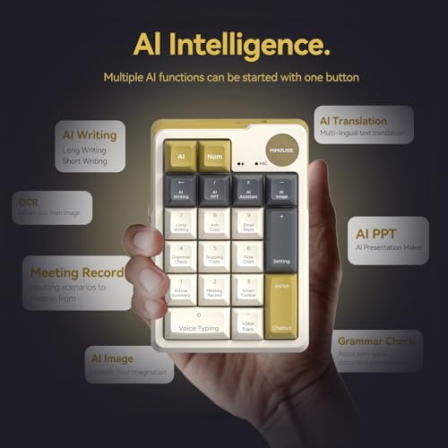 MIMOUSE Wireless Mechanical AI Numeric Keypad with Voice Typing Text Translation for Laptop Mac Windows Linux, Mini Bluetooth Number pad One Handed Portable AI Numpad for Office Workers/Lawyers by MIMOUSE - Image 3