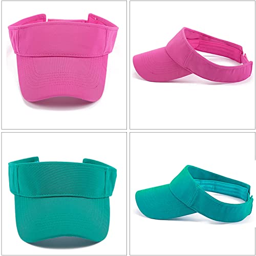 2Pcs Sun Visors Hats For Women & Men Adjustable Sports Caps For Golf Running Summer Beach (2# Green+Rose) #TOP3