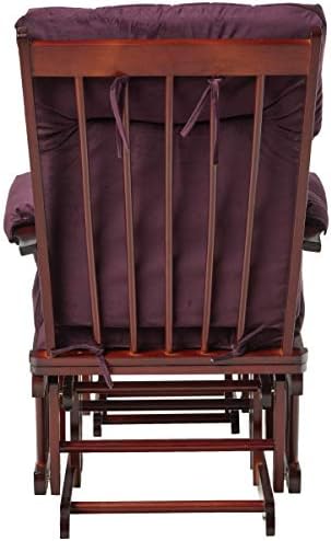 Artiva USA Dwelling Deluxe Microfiber Cherry Wooden Glider and Ottoman Set, Royal Purple 3