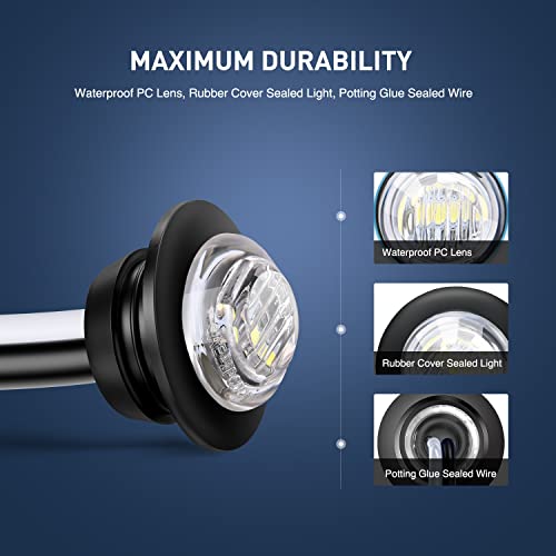 Image of Nilight 30 PCS 3 /4 inch Round Clearance Light LED Front Rear Side Marker Lights | Bullet Lights For Truck RV Car Bus Trailer Van Caravan Boat Accessories, Waterproof Design
