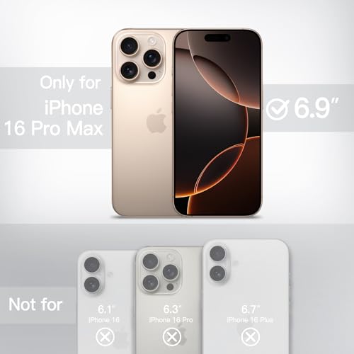 Image of JETech Matte Cover Case for iPhone 16 Pro Max 6.9-Inch, Shockproof Military Grade Drop Protection, Frosted Translucent Back Phone Cover, Anti-Fingerprint (Desert Titanium)