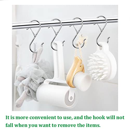 Seamaka 12 Pcs 3.5 Inch Silver S Hooks,Heavy Duty S Shaped Hooks For Hanging Rust-Proof S Hooks With Safety Buckle Design For Hanging Plants Coffee Cups Pots And Pans Clothes Bags In Kitchen Bathroom #TOP4