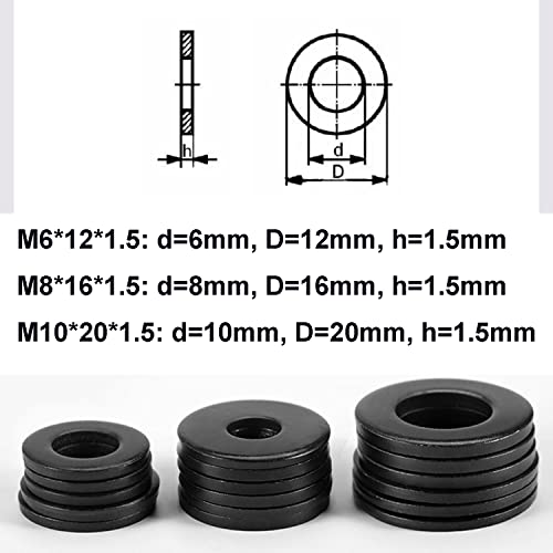 Qrity 20Pcs M6 Round Seal Washer Spacer, Carbon Steel Sealing Gasket Washers for Factory Repair M6 x 12mm - Image 4