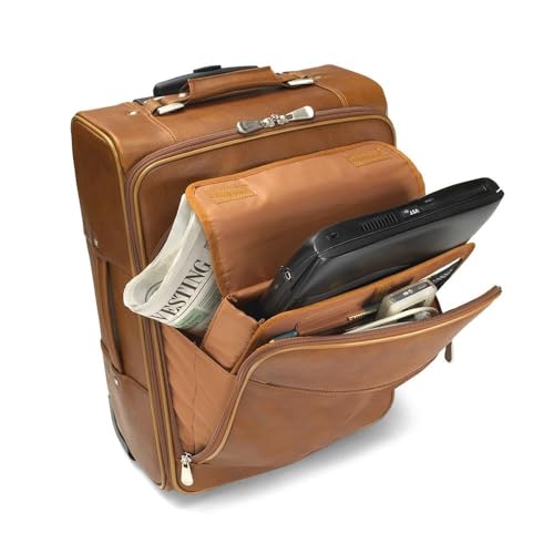 Hammacher Schlemmer The Rolling Leather Laptop Carry On - Tan2