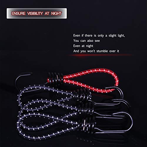 Hikeman 8 Pack 8Mm Bungee Cord Hooks Black Anti-Rust Paint Spiral Wire Hooks With Separable Reflective Elastic Rope Heavy Duty Strapping Tape Hooks For Camping Trucks Boats (Green) #TOP4