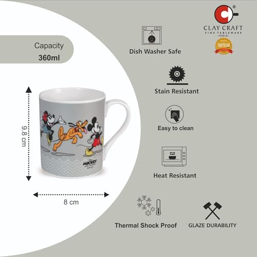 Image of Clay Craft - Official Disney Mugs : Donald Duck & Friends Running Print, Fine Ceramic Coffee Mug, 360 Ml |Cartoon Character Gift Mug for Kids & Adults | Microwave & Dishwasher Safe