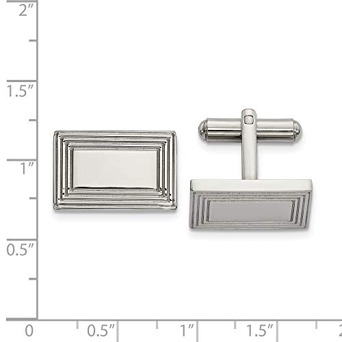 Mancuernillas rectangulares de acero inoxidable para hombre miniatura 2