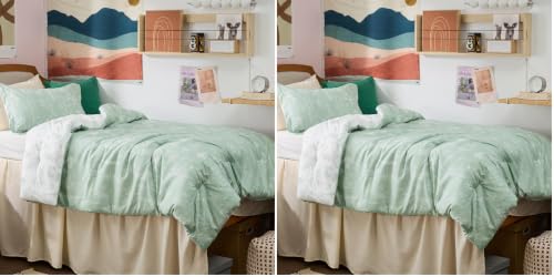 Image of Bedsure Twin /Twin XL Comforter Set- Sage Green Bed Set, 2 Pieces Lightweight Summer Cute Floral Bedding, 1 Soft Reversible Botanical Flowers Comforter and 1 Pillow Sham (Pack of 2)