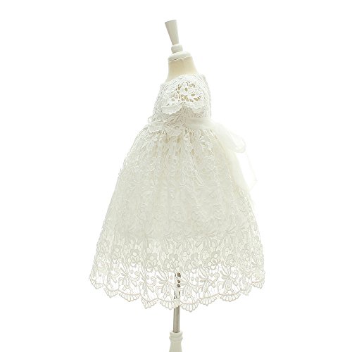Coozy Baby Girl Special Occasion Dress 2Pcs Christening Baptism Gowns Girls Hollow Long Dress, Ivory, 0-6 Months #TOP2
