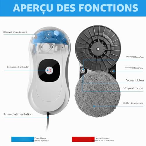 Robot lave vitre automatique à double pulvérisation d'eau avec 10 chiffons - 8