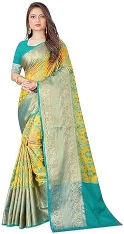 SWORNOF Women's kanjivaram banarasi silk saree for festival Wedding silk with rich pallu Design sarees for women with Unstitched blouse piece