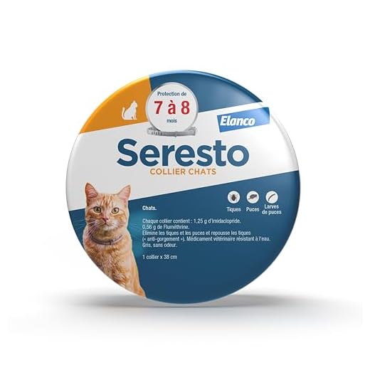 Seresto Collier Chats – Collier anti puces et anti tiques pour chat – Collier Seresto pour chat avec protection longue durée de 7 à 8 mois – Gris
