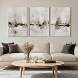 Large Abstract Neutral Textured Framed Canvas Wall Art Set, Minimalist Wall Decor Art Prints, Modern Graey Beige Wall Painting Artwork for Living Room,Bedroom,Dining Room,Office, 24'x36'x3