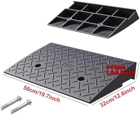 4-14 cm Portable Rubber Curb Ramp for Low Cars, Motorcycles, Wheelchairs & Bikes - Durable 10cm Height Driveway Access Solution, Easy to Use & Safe