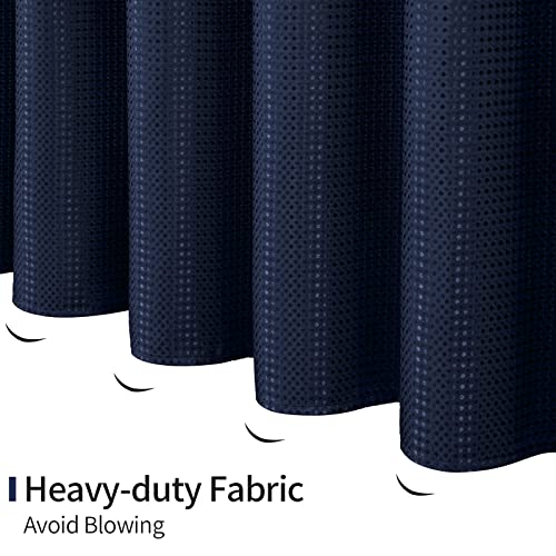 Mitovilla Navy Blue Small Stall Shower Curtain 36 X 72, Narrow Half Size Waffle Weave Fabric Shower Curtain Set With Water-Repellent Snap-In Liner For Modern Neutral Hotel Bathroom Decor #TOP3